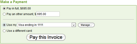 Payment is super simple with a credit card on file.