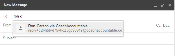 Type a few characters and the system email address pops right up.