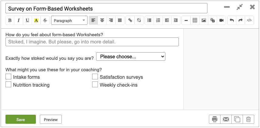 Using Form-Based Worksheets