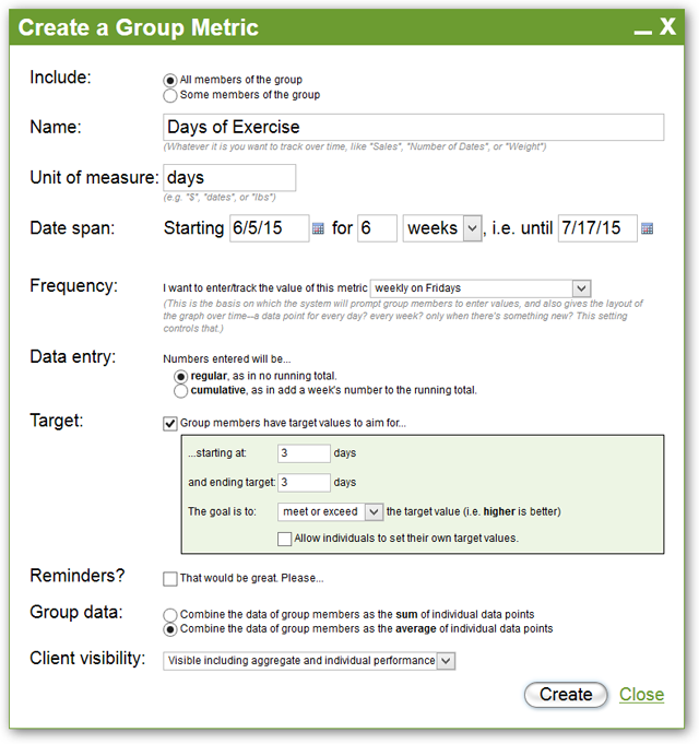 Just like setting up an individual Metric, but with a few extra settings.