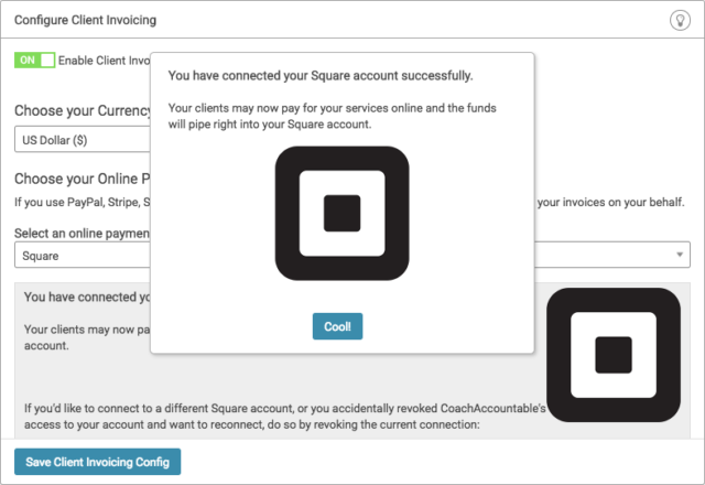CoachAccountable online coaching platform accepting Square payments CoachAccountable online coaching platform accepting Square payments