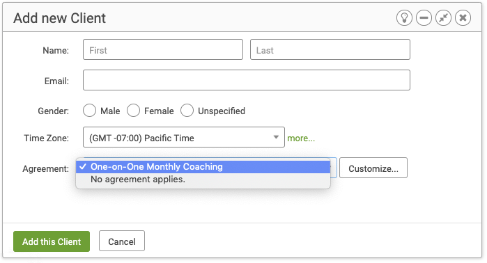 New coaching client terms and conditions