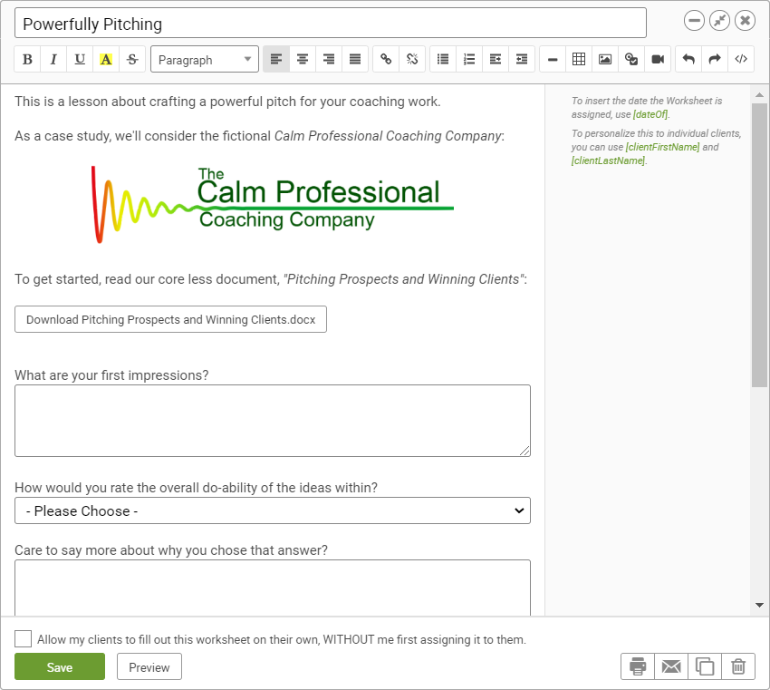 Worksheet with a shared file button link