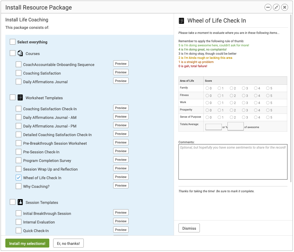 CoachAccountable Resource Package Item Preview