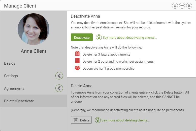 Deactivating an Inactive Client